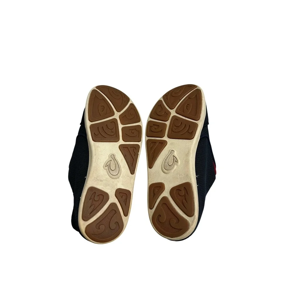 OluKai Nohea Mesh Mens Slip On Shoes Navy Blue Red‎ Loafers Drop In Heel